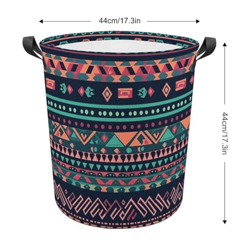 Panier à linge pliable imperméable 44cm à motif aztèque coloré