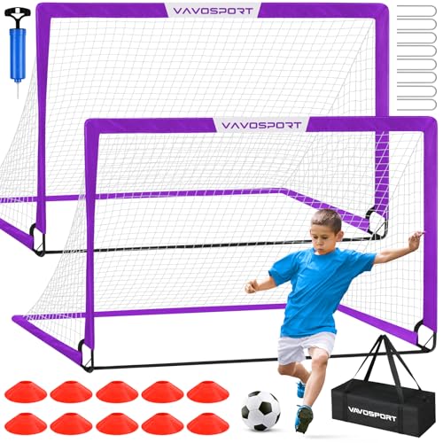 VAVOSPORT Kids Soccer Goals for Backyard Set - 2 of