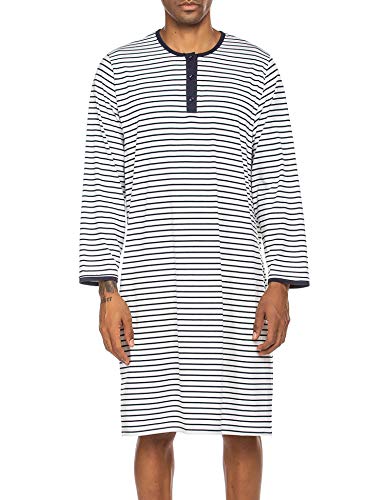 Ekouaer Long Night Shirts Mens Sleepwear Long Sleeve Comfy Nightshirts Kaftans Crewneck Shirts (Navy, Medium)