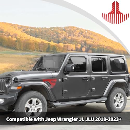 Image of Side Fender Vent Sticker US Flag Decals Vinyl Sticker Compatible with Jeep Wrangler JL JLU Gladiator JT 4xe 2025-2018 2pcs Red