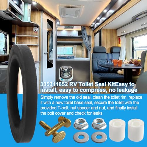 Image of RV Toilet Base Seal & Mounting Hardware Kit Replacement for Dometic 385311652 Fit for Dometic 300 /310 /320 RV Toilets. RV Toilet Seal Repair Kit
