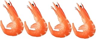 SUPVOX 4 Piezas Modelo de camarones de simulación camarón Falso Comida de Juguete Comida Falsa pequeños camarones de plástico Proporcionar camarones Falsos de polivinilo Rojo