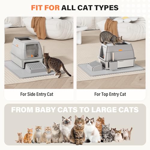 Arenero para gato de acero inoxidable grande con pala miniatura 7