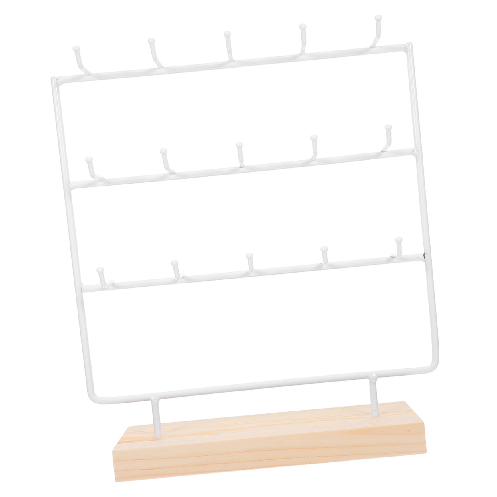 TOYANDONA Espositore in Ferro e Legno 3 Livelli Orecchini Bianco