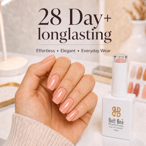 Image of BOLT BEE 15ML Gel Nail Polish 1Pc Clear Pink Glitter Nail Polish Soak Off UV LED Nail Gel Polish Nail Art Starter Manicure Salon DIY at Home, 0.5 OZ (1) (139)
