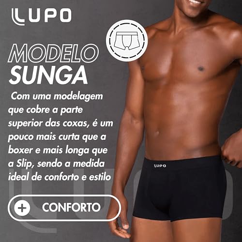 LUPO Cueca Sunga Modal Sem Costura Respirável Anti Bolinha Micromodal® Masculino Adulto, Preto, P
