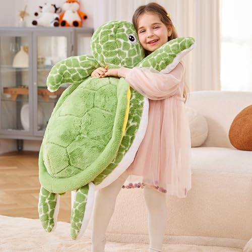 Image of IKASA Large Turtle Cuddly Toy, Giant Soft Toy, 78 cm, Sea Turtle, Large Plush Toy, Giant Plush Toy, Gift for Children