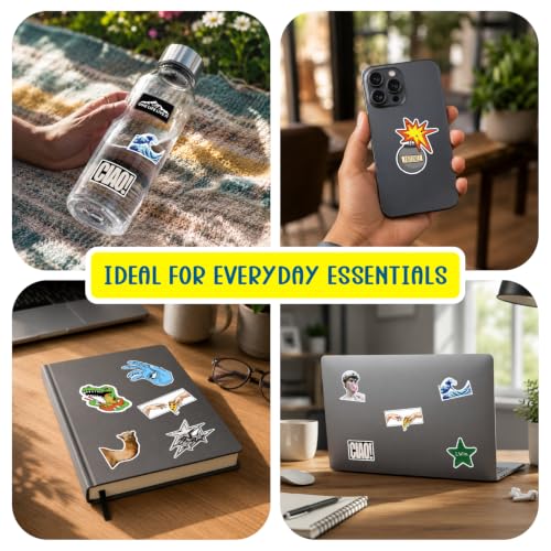 Image of CodersParadise Assorted Die Cut Stickers Pack of 36, Vinyl Decorative Decals for Laptop, Water Bottle, Notebook, Journal, Phone Cover, Scrapbook, Helmet, Travel Case, Bicycle and Craft Projects