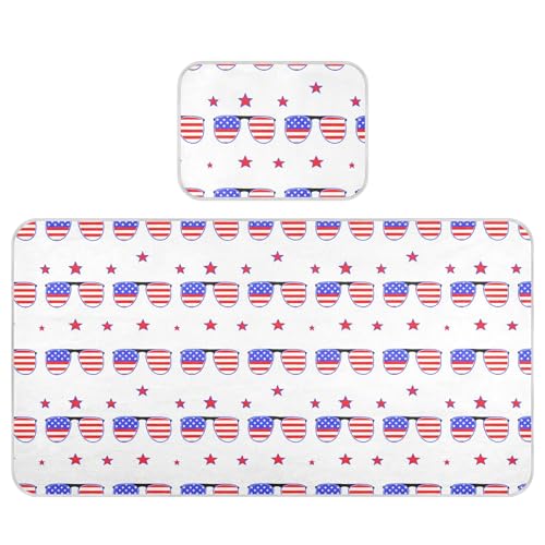 Takiito Sunglasses with American Flag Baby Cooling Mattress Pad, Soft & Breathable Cooling Mat Keep Baby Cool in Summer 28x52 in, Nursery Essential