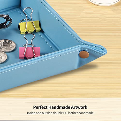 Image of YAPISHI Key Dish Bowl for Men, Entryway Catchall Holder Bedside Table Valet Tray for Pocket Stuff, PU Leather Nightstand Organizer for Dice /Coins /Wallet /Watch /Rings /Sunglasses, Dresser /Coffee Table