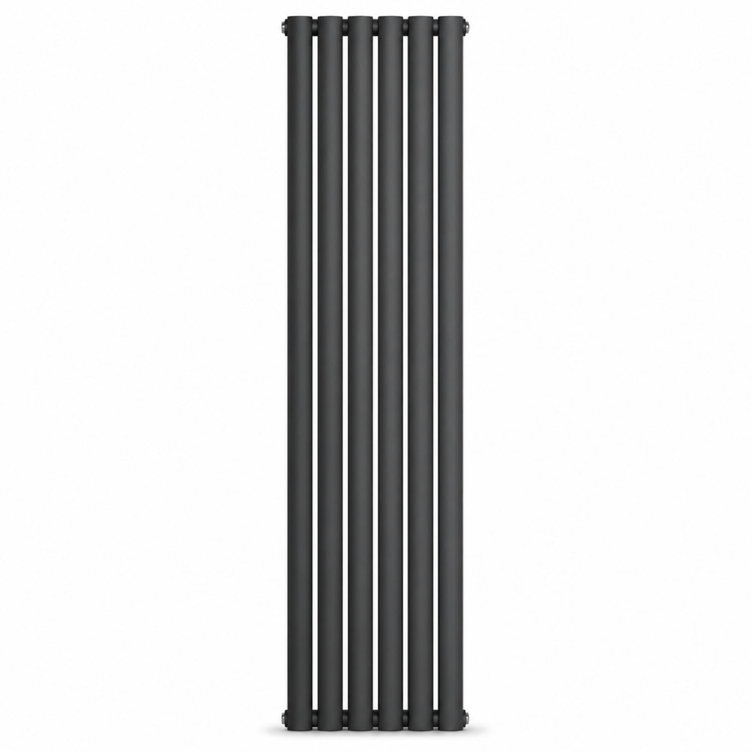 The Radiator Hub AURA 1600 x 360mm Anthracite Single Oval Vertical Designer Radiator, Tall 6 Oval Column Tubes Wall Mounted Central Heating Radiator for Bathroom, Kitchen, Hallway & Living Room