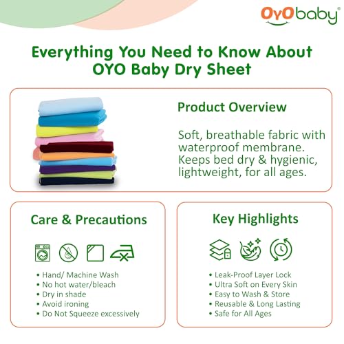 Image of OYO BABY Small Waterproof Mattress Protector 70x50 cm (Pack of 2) for Newborn - 6 Months | Baby Dry Sheet, Ultra Absorbent, Quick Dry, Rash-Free, Soft, Washable, Anti-Piling Fleece - Rani Pink