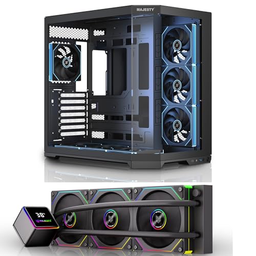 Majesty Medmavera Pro Case with 7 ARGB Infinity 120mm Fans and Pre-Installed CPU Water Cooler with 360MM Digital Temperature Display
