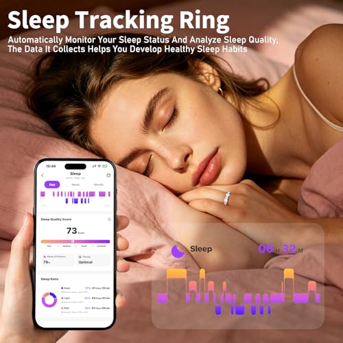 Image of Smart Ring for Women Fitness Ring Health Ring, No Subscription Fee White 8# | IP68 Waterproof with Heart Rate, Step Counting, Sleep Monitoring, for iPhone /Android