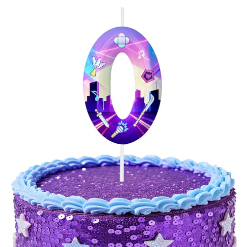Image of Purple Number 0 Birthday Candles, Cartoon Themed Cake Toppers for Boys Girls Cake Decorations, Birthday Decorations Party Supplies, Number Candles for Party Decor