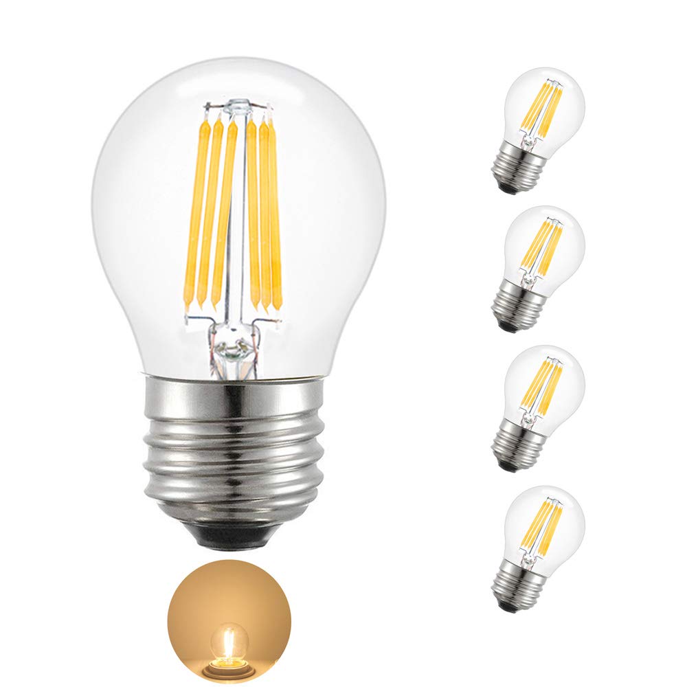Chao Zan 6W Led Light Bulbs E27 Edison Screw Warm White 2700-3000K Standard G45 Globe Filament Lamp Bulb 360° Beam Angle, 60W Incandescent Replacement, 4 Pack