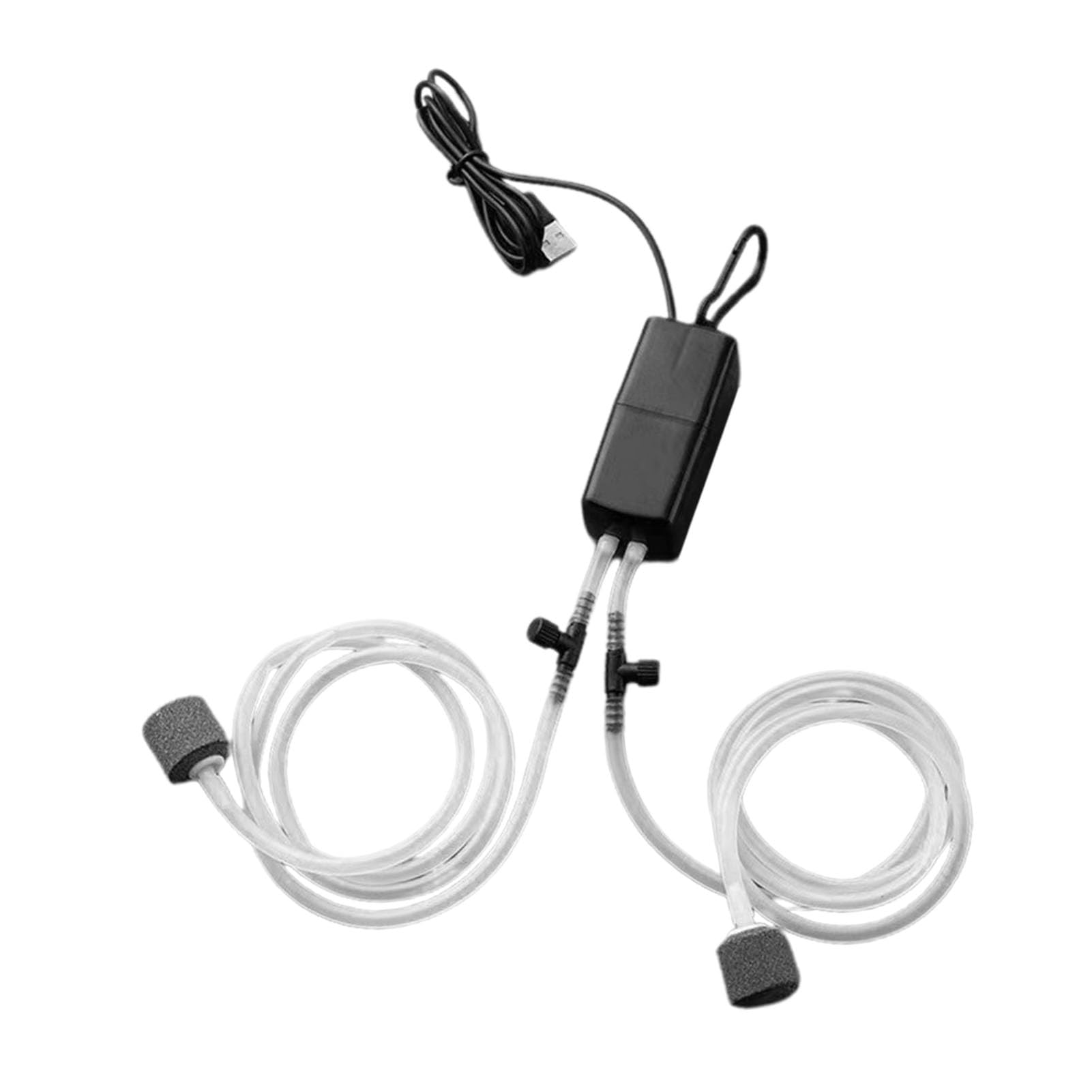 Gavigain USB Fish Tank Oxygen Pump Portable Silent Double Outlet Mini Fishing Oxygen Air Pump Home Aquarium (Black)