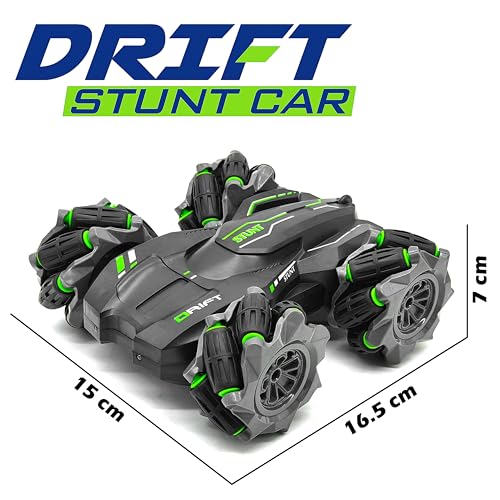 Image of VGRASSP 2.4GHz 4WD Remote Control Drift Stunt Car Toy for Kids with Lights and Music - Double Sided 360 Rotating Dancing and Crawling RC Car with Rechargeable Battery - Color As Per Stock