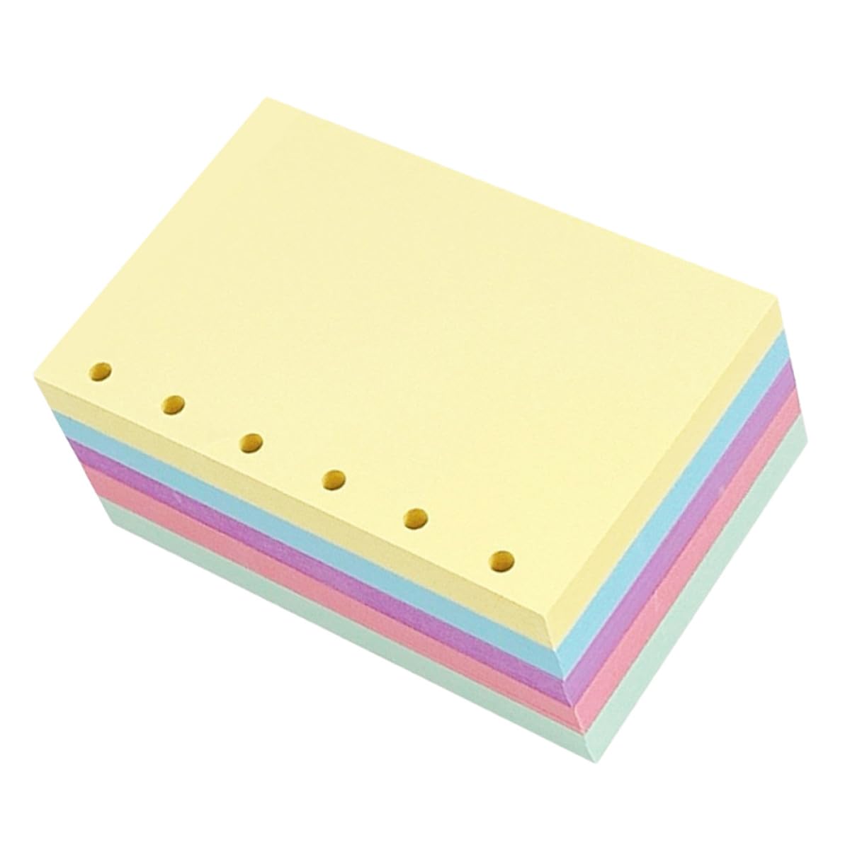 KHBUAB A7 Size Colored Lined Loose Leaf Paper 250 Sheets with 6 Hole Punch for Refillable Ring Binder and Project Notebook