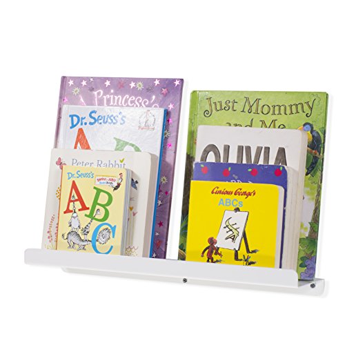 Image of Wallniture Sturdy Metal Wall Mount Kids’ Room 17 Inch Floating Shelf Book Photo Display Ledge (White)