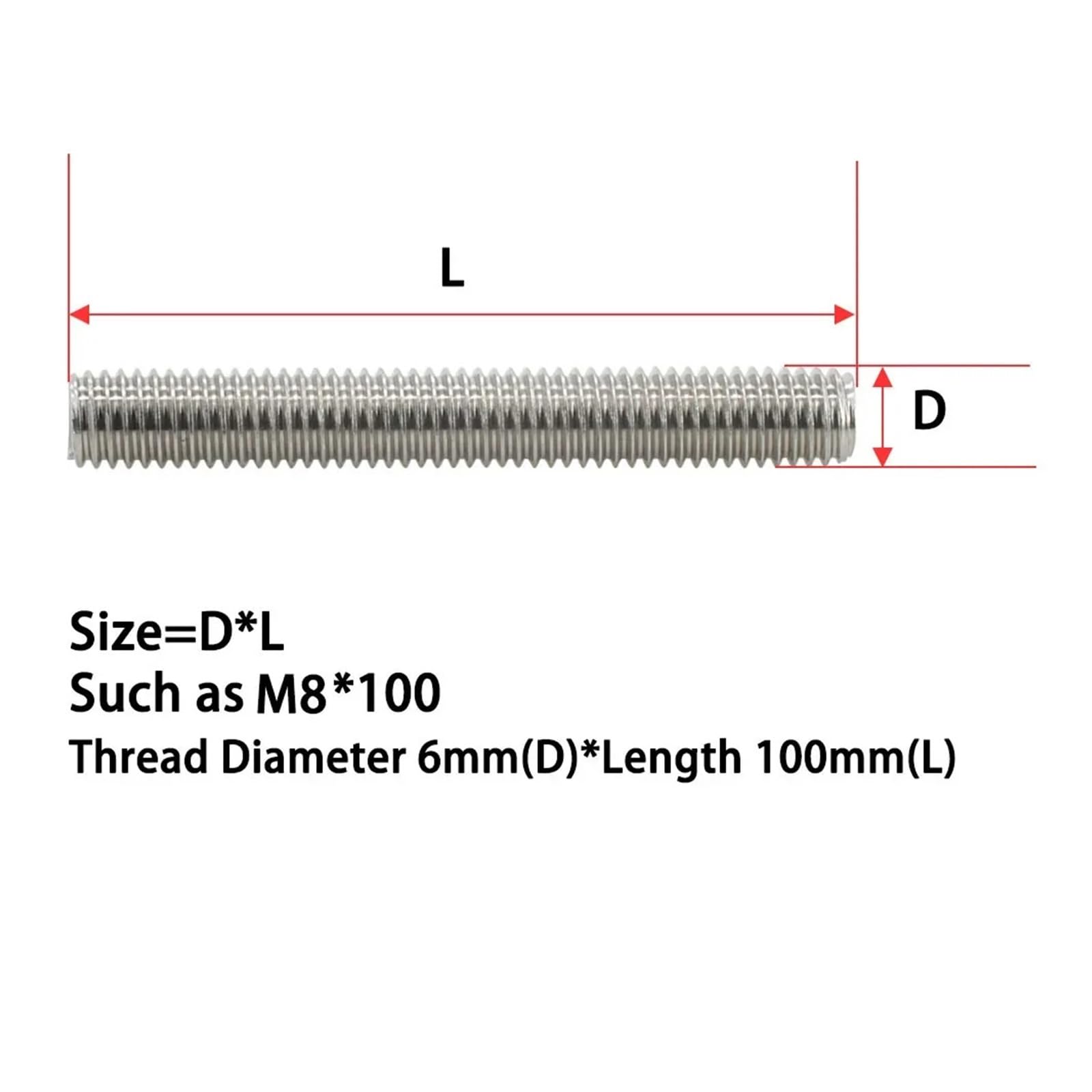 Dbl Thd Stud, M10x1.5x80mm OAL, PK2