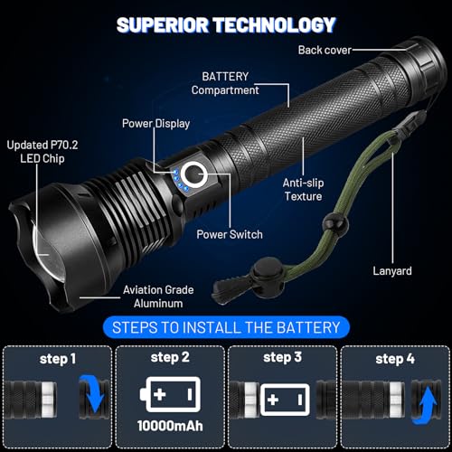 Cinlinso 779207845331 Flashlights High Lumens Rechargeable thumb #7