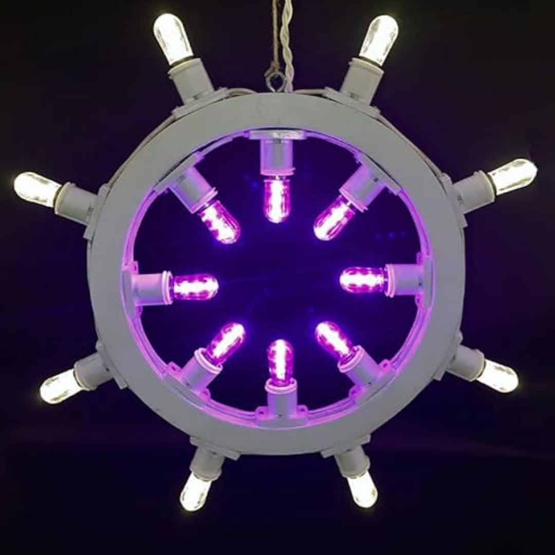 Luminaria Salentina d’Arredo Ruota Cerchio Rotonda, Lampadine Decorative Led Colorate da Parete, Luci Insegna Esterno Interno Lampada, Decorazioni Arredo Interno Esterno, 100% Made in Italy (Viola)