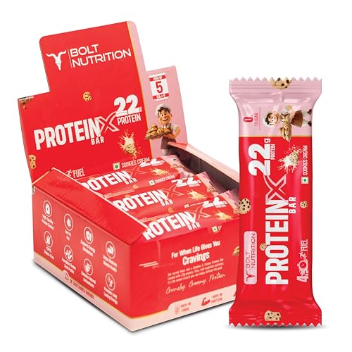Image of Bolt High Protein Bar | 22g Protein Per Bar | No Sugar | Gluten-Free | Power Snack for Gym, Sports & Muscle Recovery | Pack of 5 - Cookies and Cream