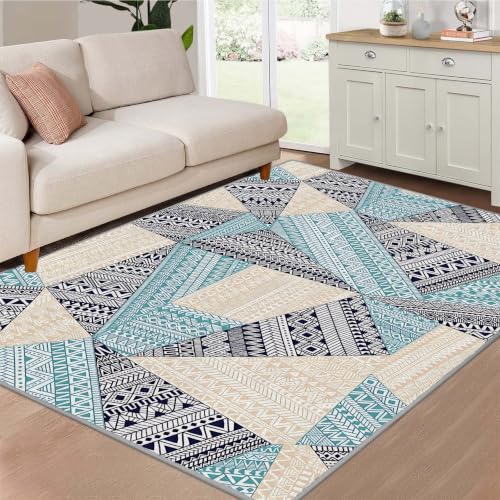 Tapis de chambre bohème ethnique multicolore pour descente de lit