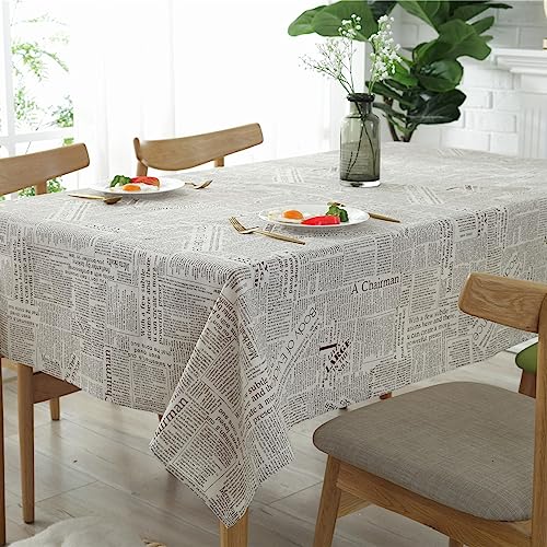 LOONELO Newspaper Tablecloth with 55 X 86.6 Inch, Cotton Linen Newspaper Printed Tablecover, Rectangle Washable Morden Style Newspaper Table Cover for Dinner, Party, Picnic, Home Decor-Coffee by LOONELO - Image 3