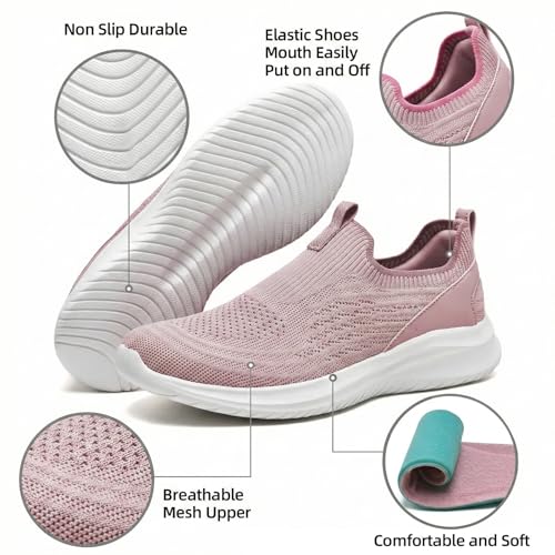 Image of TIOSEBON Women's Walking Tennis Shoes Knit Comfortable Slip on Breathable Mesh Lightweight Sneaker