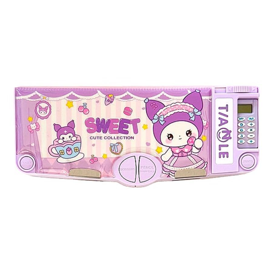 Ranjkri Multifunctional School Pencil Box with Calculator Cute Cartoon Stationary Compass for Boys Geometry Kids with Inbuilt Scissor Ruler Eraser & Sharpener Magnetic Box Best Gifts (Pink Mini) (B0DGGS49BQ) Amazon Price History, Amazon Price Tracker