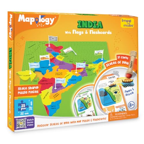 Imagimake Mapology India Map with Flash Card| Swipe & Reveal Card...