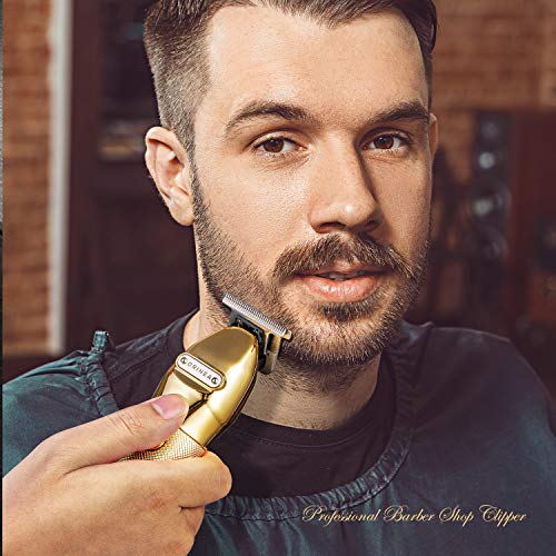 Mens Hair Clippers, All IN 1 Cordless Outlining Trimmer Hair Cuttings Kit, Barber trimmer For Men, LCD Display Zero Gapped Detail Barber Beard Trimmer, Gold