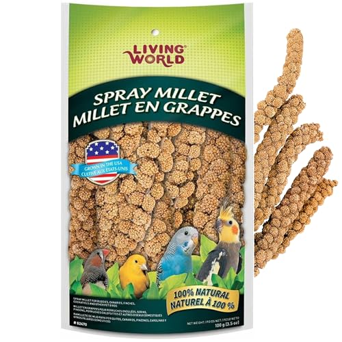 Living World – Millet Spray for Birds, 3.5 Oz – Premium Treat for Budgies, Canaries, Finches, Cockatiels and Other Pet Birds