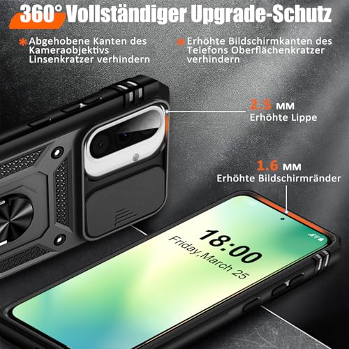 Giyer Panzerhülle für Samsung Galaxy A56 5G Hülle mit Schutzfolie, Handyhülle A56 5G Case mit Kameraschutz 360° Metall Ring Ständer… – Ansicht 3