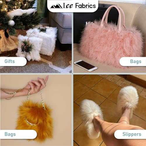 Ice Fabrics Craft Faux Fur Fabric Pre Cut Rolls - 6"x60" Fur Ribbon Mohair Fabric Strips - Super Soft and Fuzzy - Perfect for Crafts, Costumes & Decoration - Neon Yellow - 6x60 by Ice Fabrics - Image 4