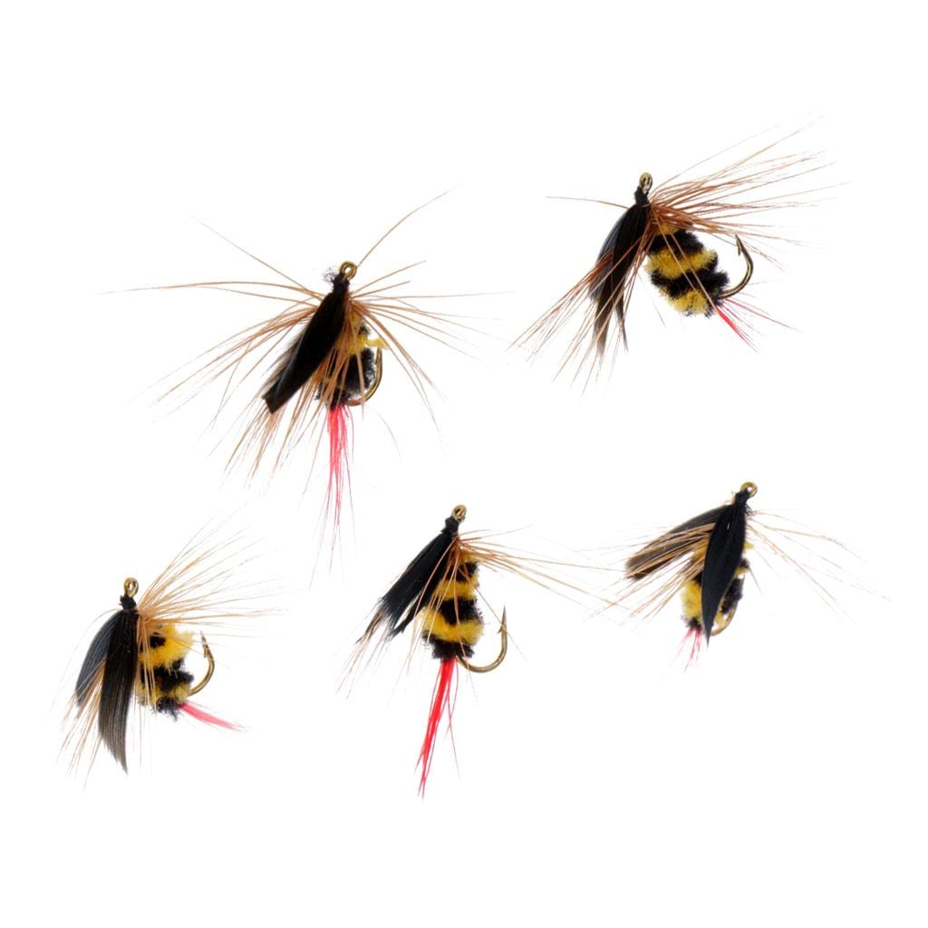 5Pcs Bumble Bee Nymph Trout Flies Fly Fishing Hook Insect Baits Dry Flies Collectibles-image-38