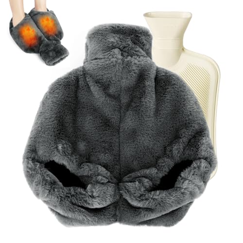 Hot Water Bottle for Feet,2L Heated Feet Warmer with Washable Plush Cover for Feet and Hand Warm Hot Water Bag,Non Electricity Heated Feet Warmers for Pain Relief,Women and Men (with Heel)
