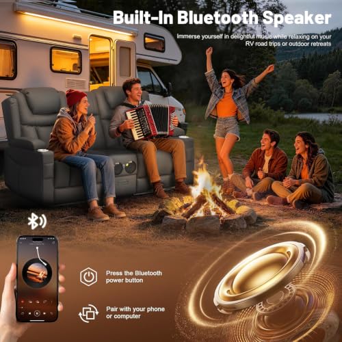 Image of Power Loveseat Recliner Sofa with Console, Wall Hugger Reclining Loveseat with Reading Light, Home Theater Seating with LED Lights, Zero Gravity Recliner Couch for RV Couch and Living Room