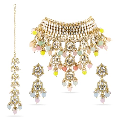 Image of Rubans Beads Necklace Set Gold Plated Traditional Jewellery Gift for Women & Girls