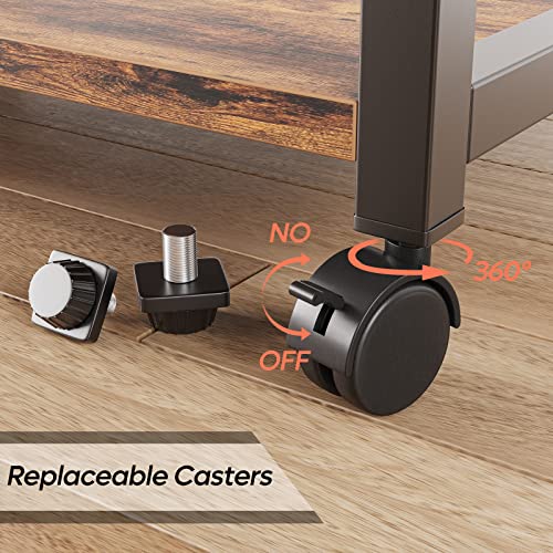 Bestier Bakers Rack With Power Outlet, 4-Tier Kitchen Microwave Stand, Coffee Bar With 6 S-Shaped Hooks, Rolling Storage Shelf Rack With Adjustable Shelf For Kitchen, Living Room - Rustic Brown #TOP7