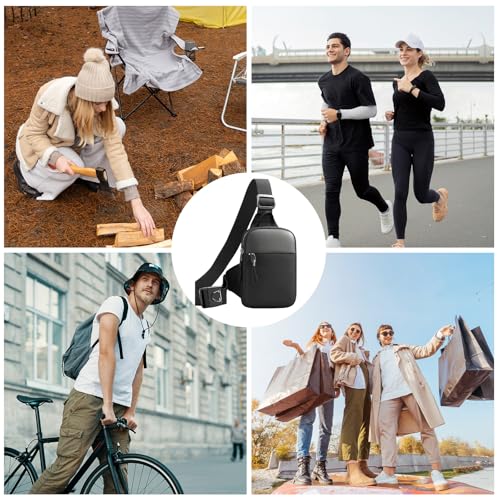 Homshsjhkis Umhängetasche, Schultertasche, Mini Crossbody Bag Brusttasche Sling Bag, Wasserabweisender Umhängetasche, Schulterrucksack für Herren und Damen, Freihändig für Läufer, Workout, Schwarz