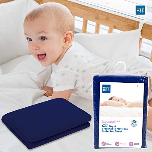 Mee-Mee-Reusable-Water-Proof-Cotton-Bed-Protector-Sheet-Extra-Absorbent-MatDry-SheetsUrine-SheetDry-MatMedium-Navy-Blue