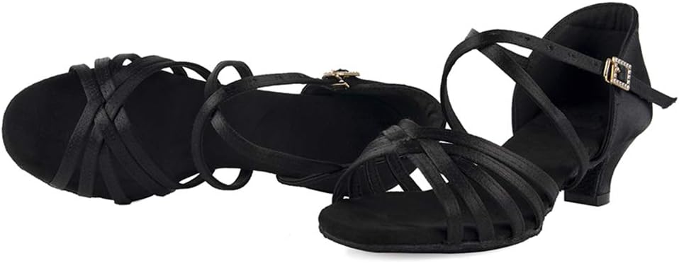 Girls Latin Dance Shoes Silk Ballroom Salsa Tango Professional Performance Practice Dancing Shoes, Model EMXGG-ZSDB - Image 3