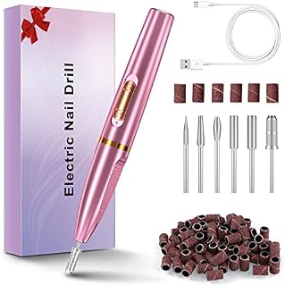 Electric Nail Files, Linkax Cordless Portable Nail Drill, Electric Nail Drill for Acrylic Nails, Rechargeable Manicure Pedicure Kit for Shaping, Polishing, Nail Art DIY, Home or Salon Use