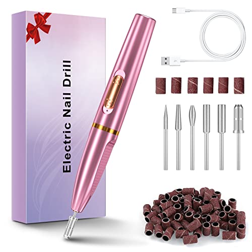 Elektrische Nagelfräser für Gelnägel, Kabellos Maniküre Set Elektrisch Nagelfeile Pediküre USB Wiederaufladbare Nail Drill für Acryl Gele, Kallus Entfernen, Geschenke für Frauen Weihnachten Cover