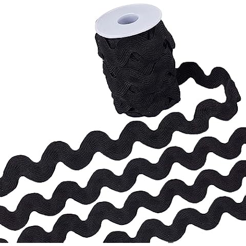 GORGECRAFT 20mm Black Wave Ric Rac Trim Cover