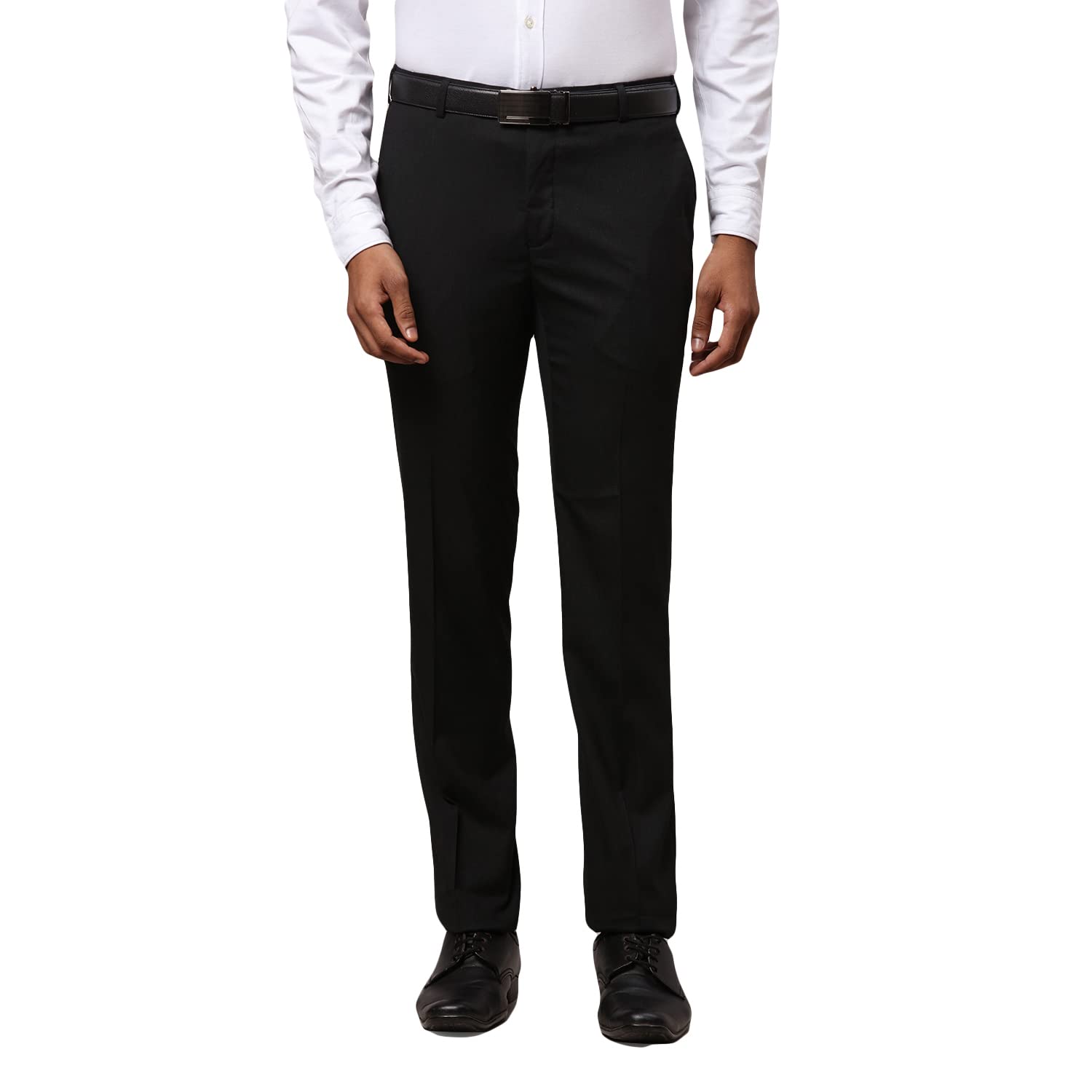 Men Slim Fit Structure Pattern Poly Viscose Blend Pleatless Formal Trouser