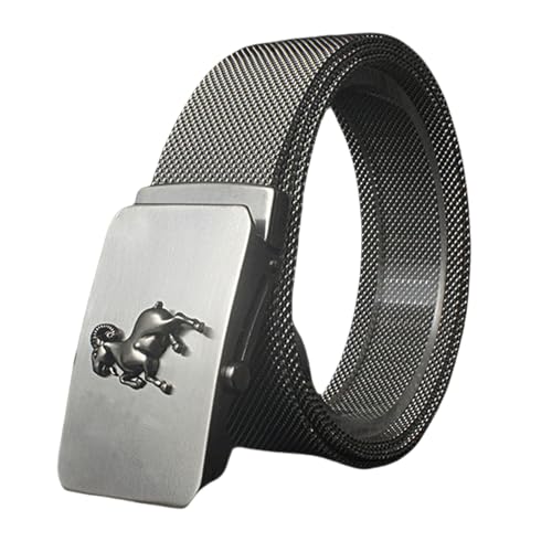 Ceinture tressée pour homme en acier inoxydable ajustable sans trou contre l'usure